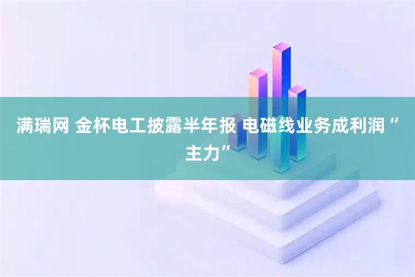 满瑞网 金杯电工披露半年报 电磁线业务成利润“主力”